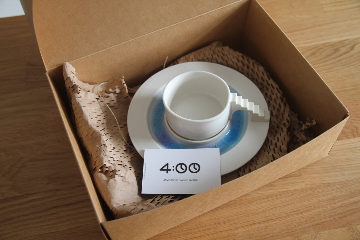 4AM Studio Castle Coffee Set Blue Glass Moat