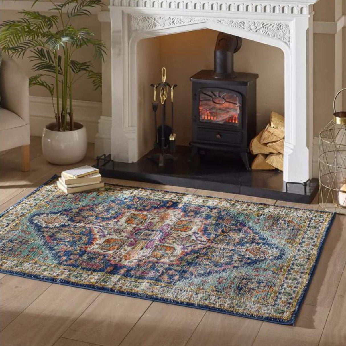 Granada Multicolour Vintage Rug Emerald by The Rugs