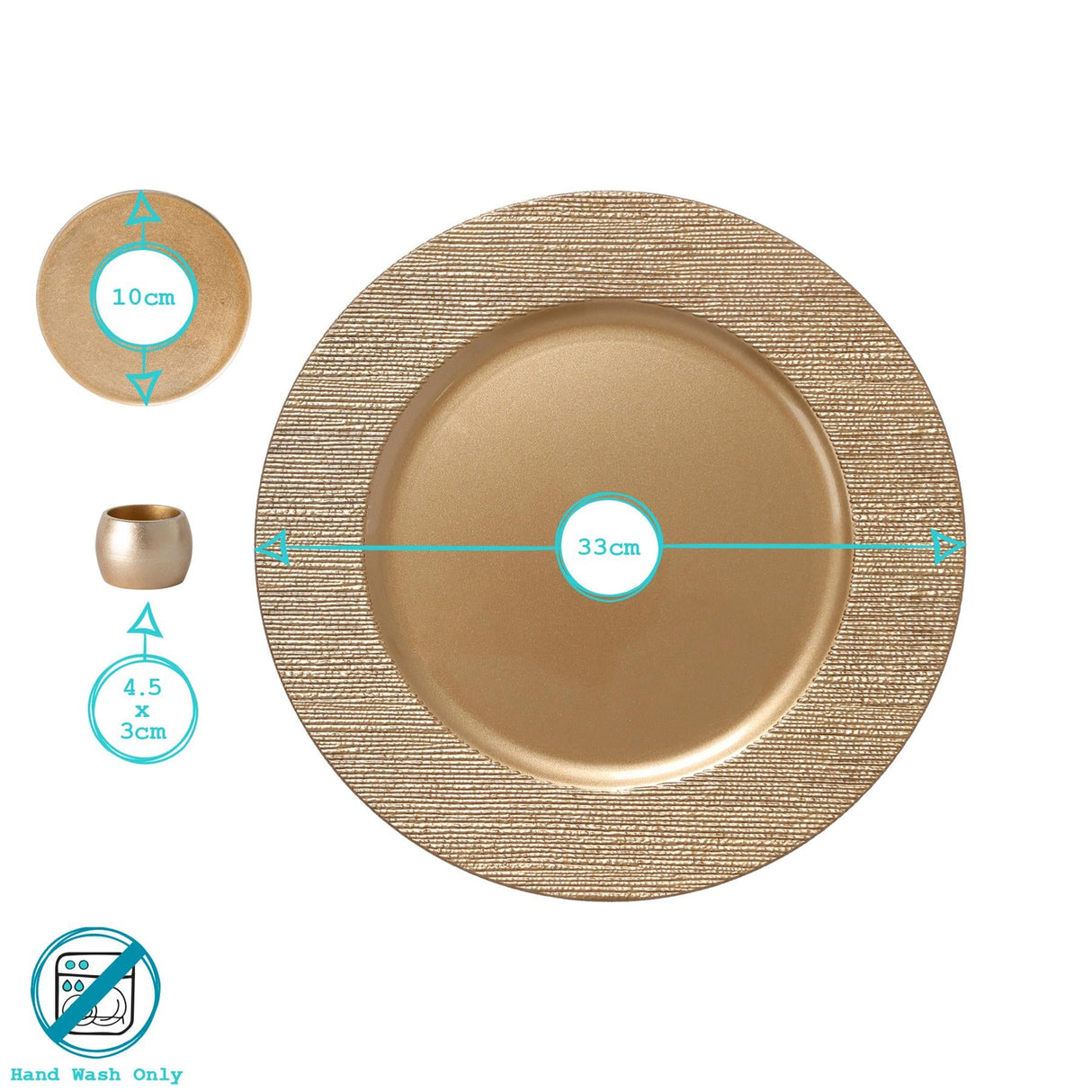 Rinkit Round Ribbed Charger Plates Set 33cm - 18pc