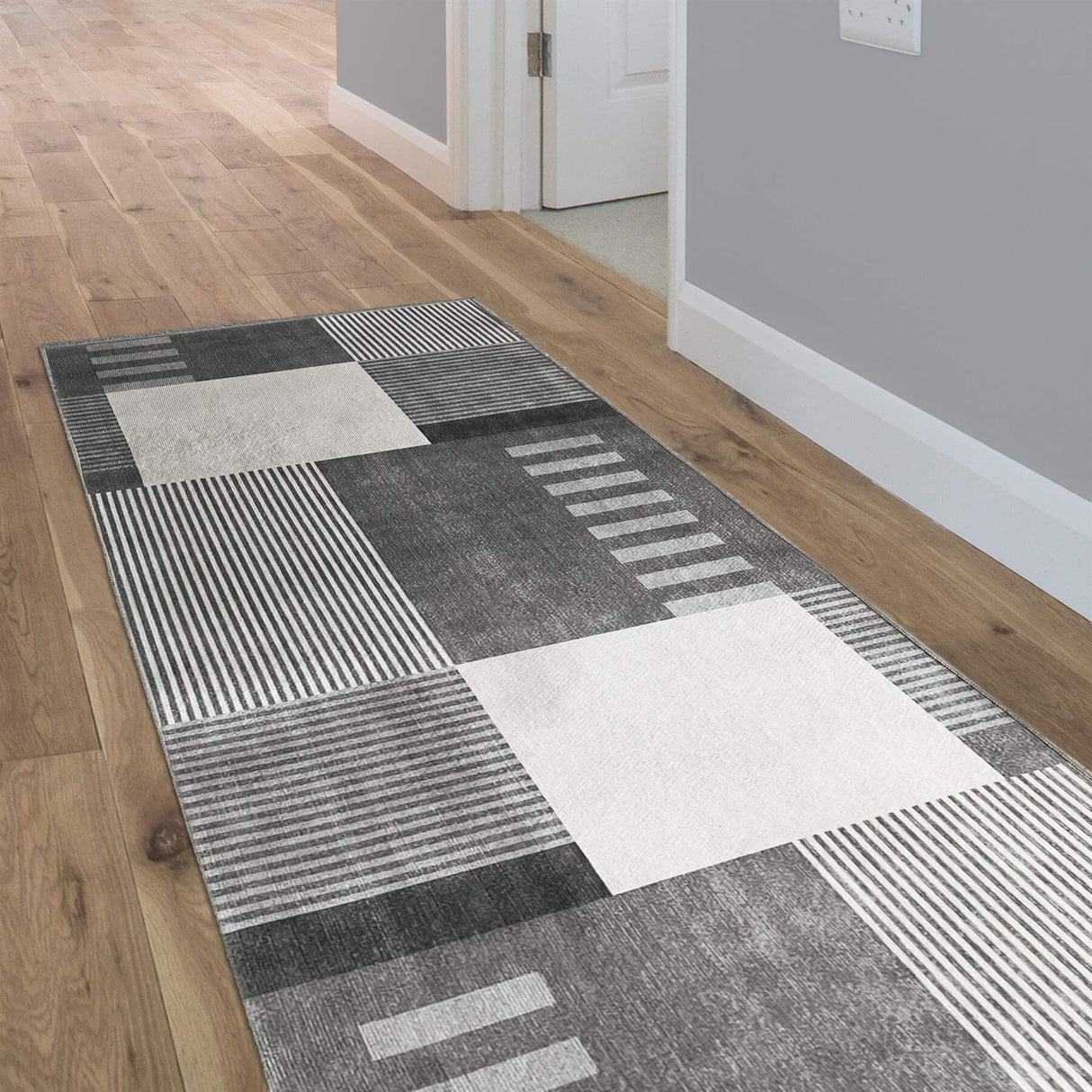 Tokyo Geo Blocks Grey Rug by The Rugs