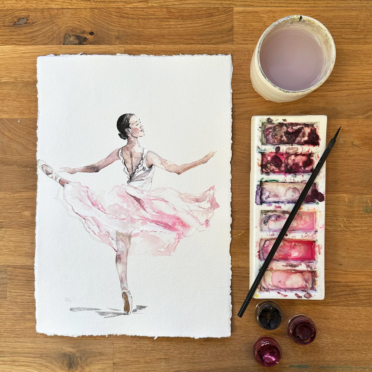 Watercolour Ballerina Greeting Card | Katie Hipwell Design