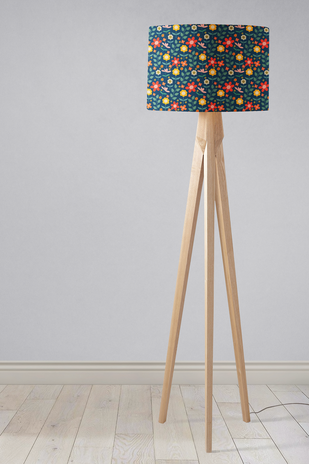 Shadowbright Navy Blue Floral Ceiling or Table Lampshade