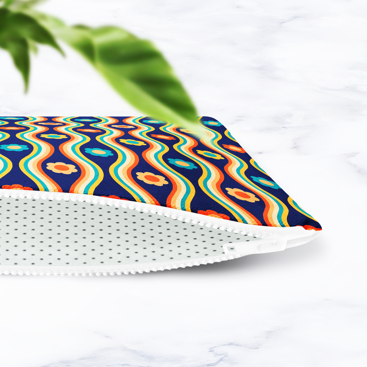 Shadowbright Navy Blue Retro Floral Make Up bag - 24cm x 19cm