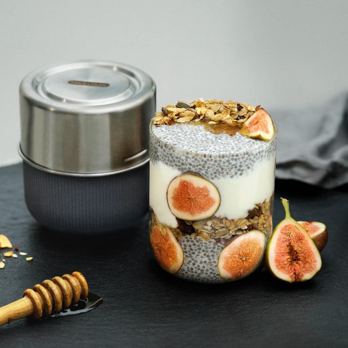 Black Blum Glass Lunch Pot, Slate, Small, 450ml