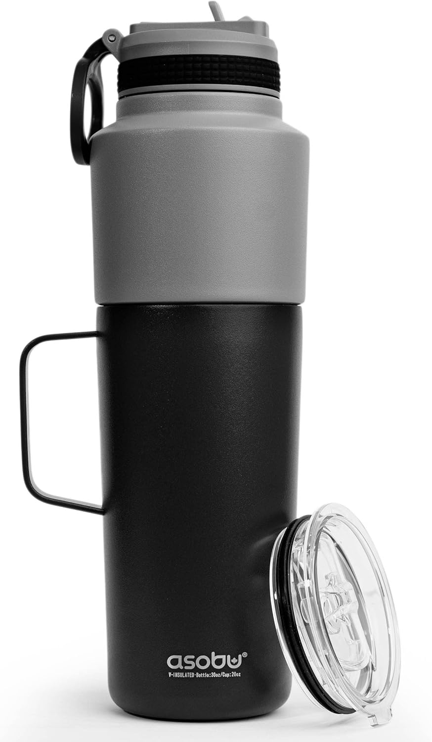 Asobu Twin Pack Bottle (900ml) with Mug (600ml), Black