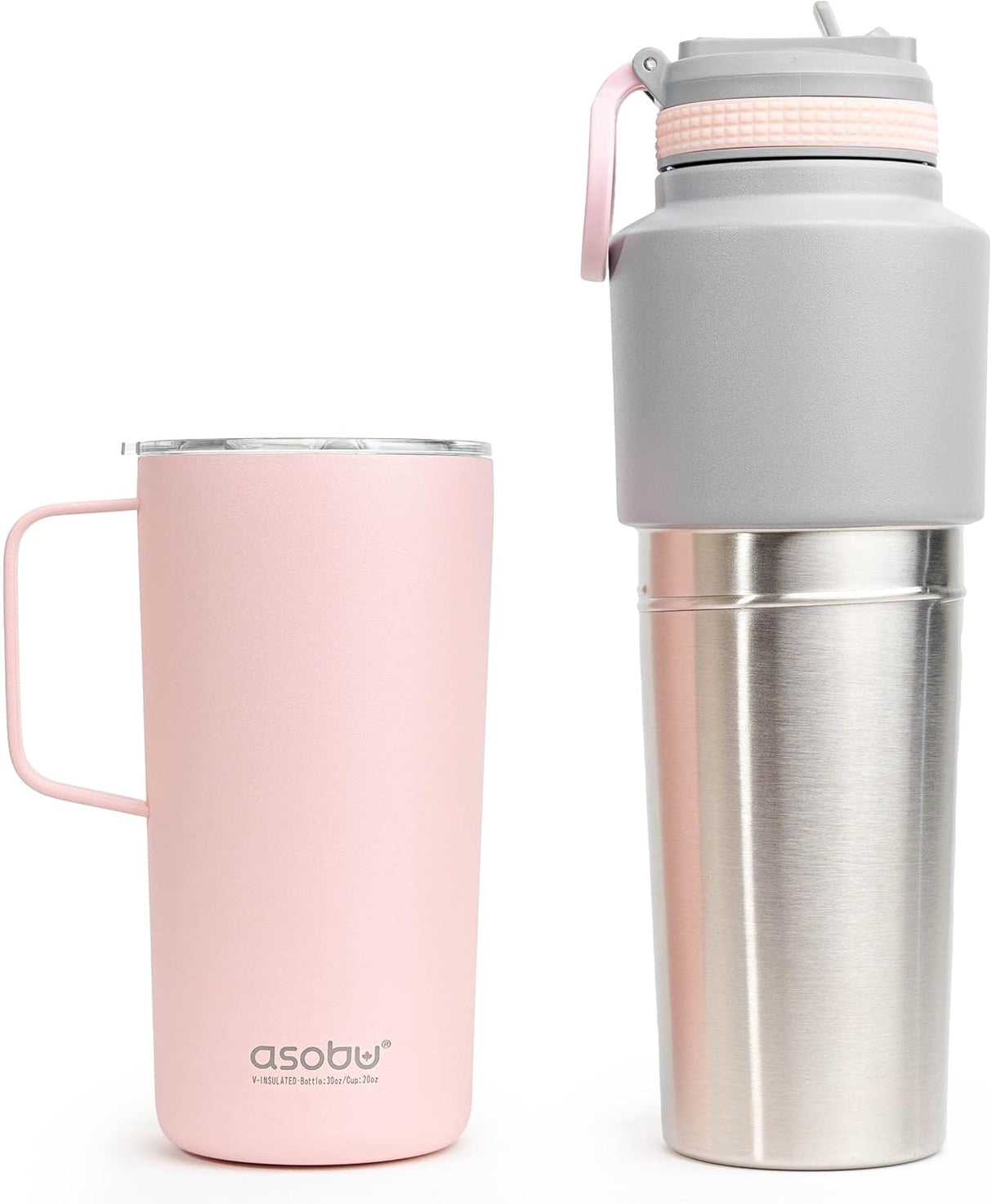 Asobu Twin Pack Bottle (900ml) with Mug (600ml), Pink