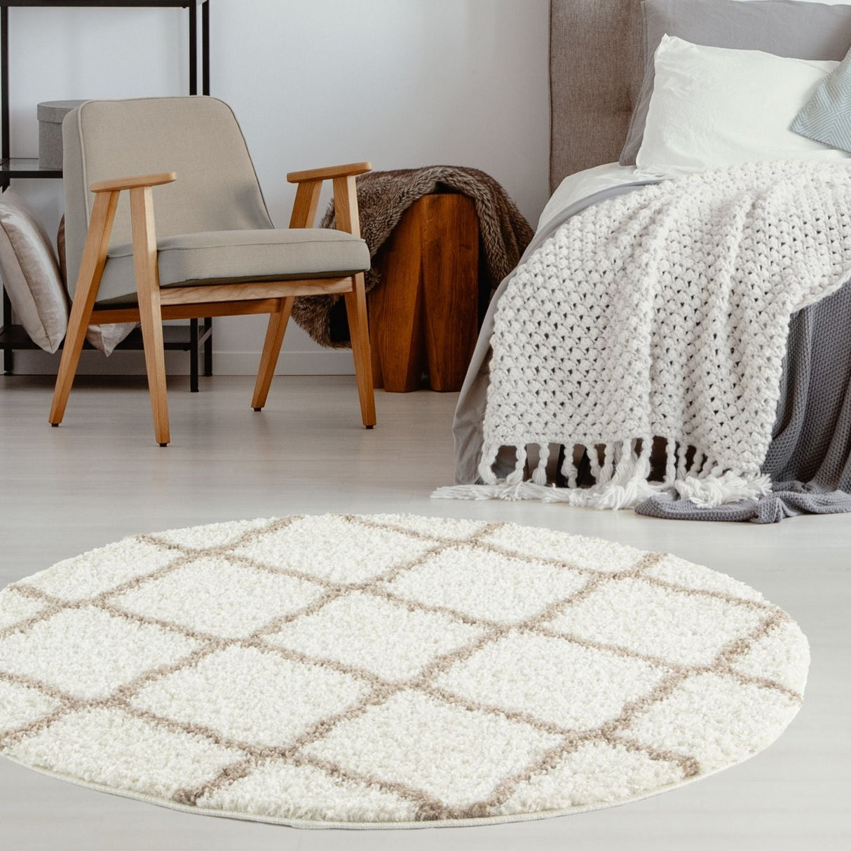 Moroccan Ivory Shaggy Rug 730 by The Rugs