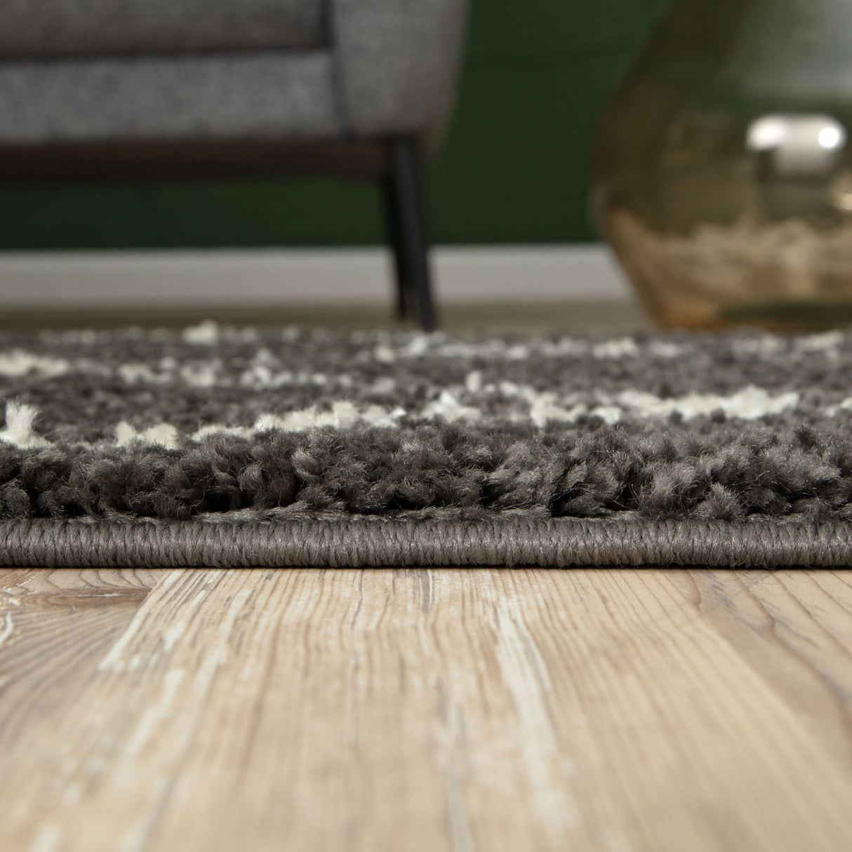 The Rugs Moroccan Dark Grey Shaggy Rug 740