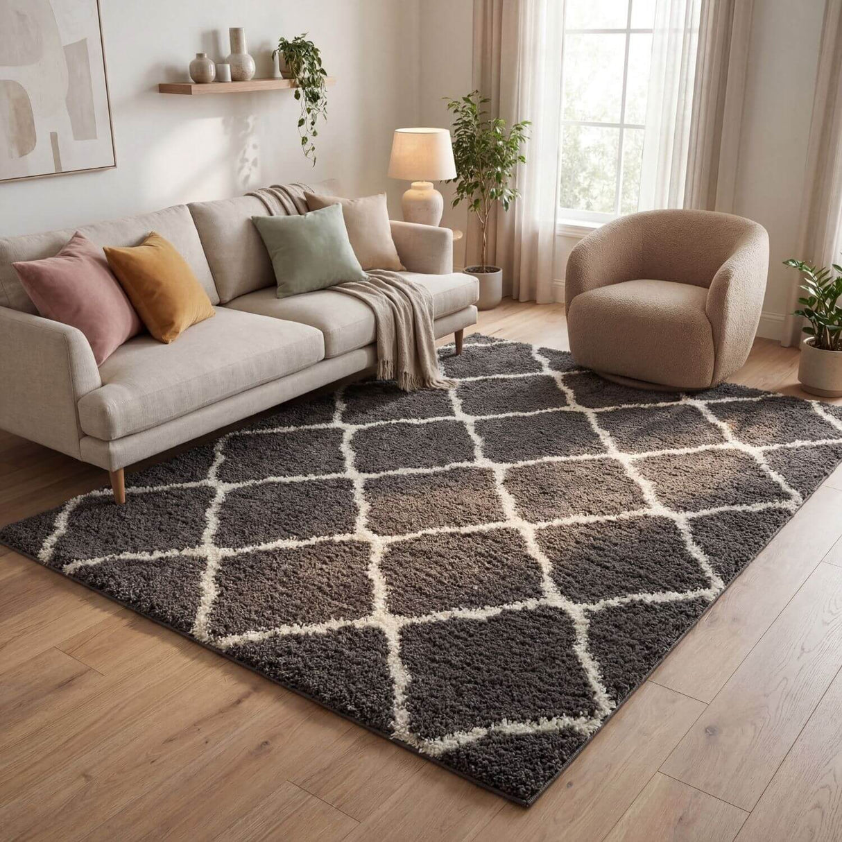 The Rugs Moroccan Dark Grey Shaggy Rug 740