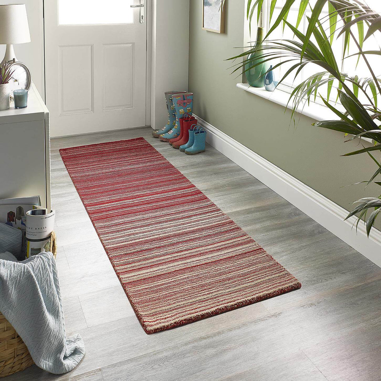 The Rugs Fine Stripes Red Wool Rug – 100% Wool