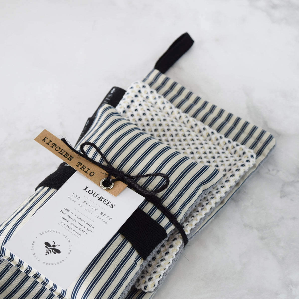 Lou-bees French Inspired Navy Stripe Kitchen Trio
