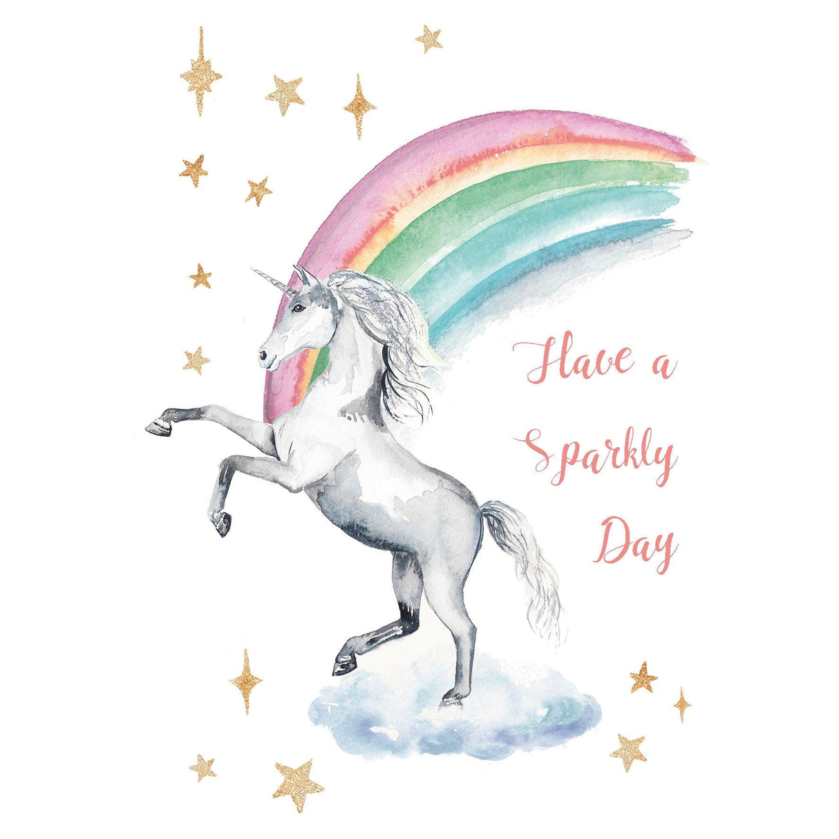 Unicorn Rainbow Hand Painted Greetings Card | Katie Hipwell Design