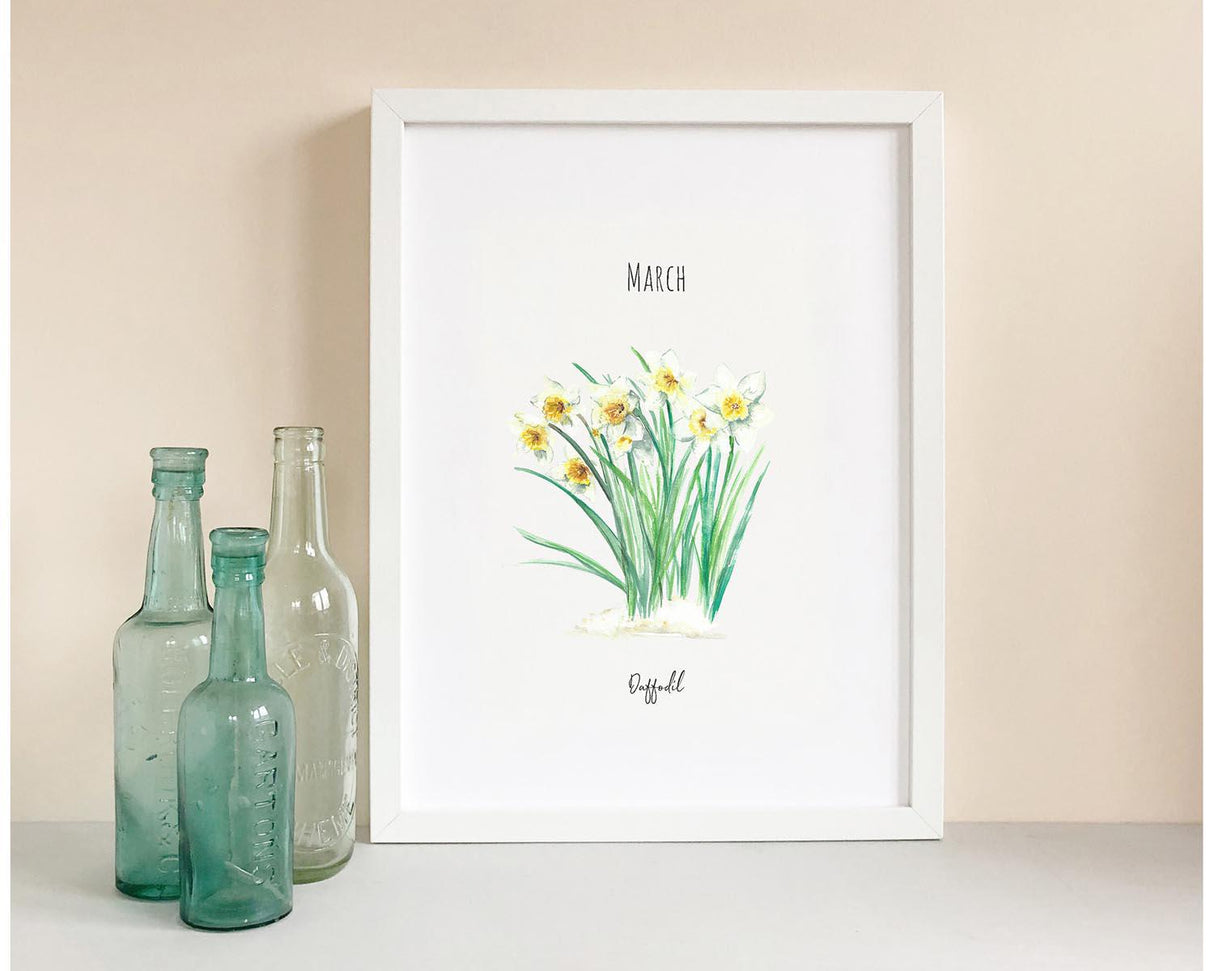 Katie Hipwell Design Daffodils March Birth Flower Watercolour Print