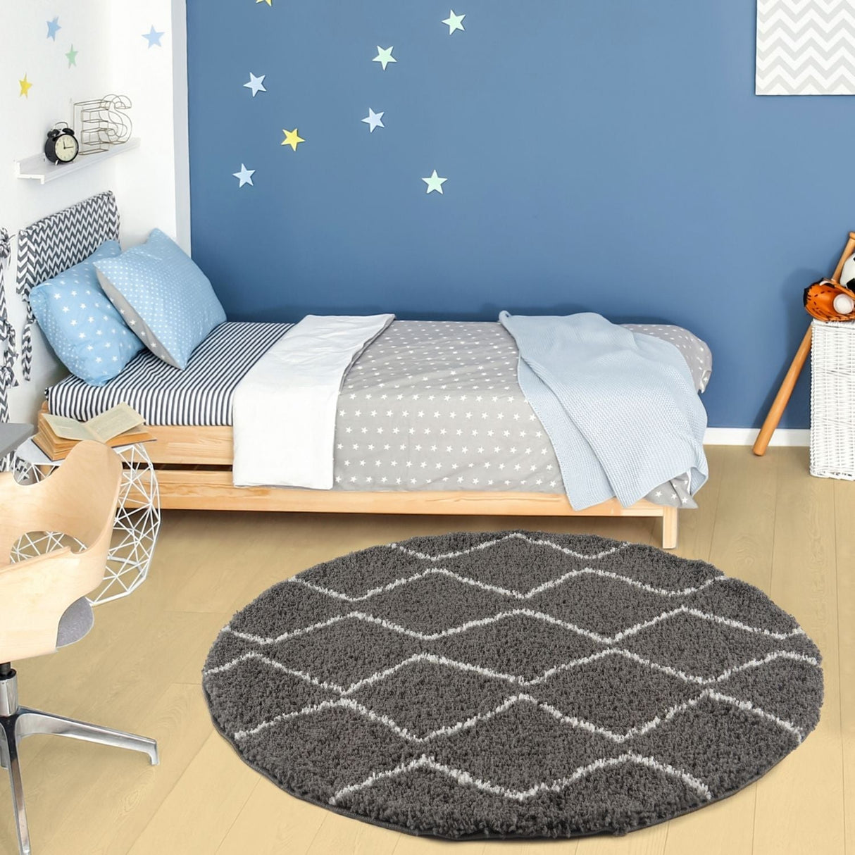Moroccan Dark Grey Shaggy Rug 840 by The Rugs
