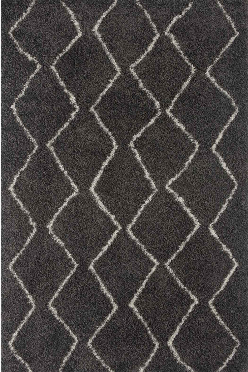Moroccan Dark Grey Shaggy Rug 840 by The Rugs