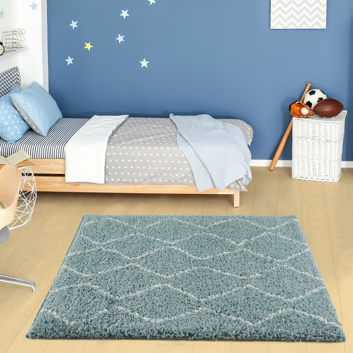 Moroccan Duck Egg Blue Shaggy Rug 850