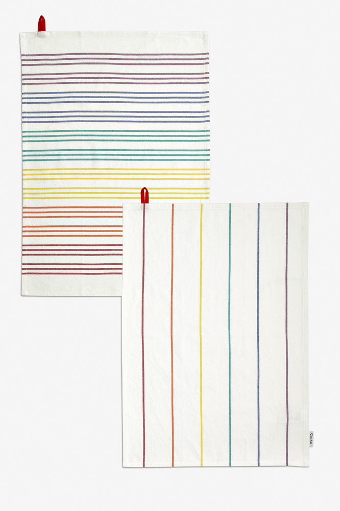 Sur La Table Multi Coloured Striped Tea Towels - Set of 2, 100% cotton