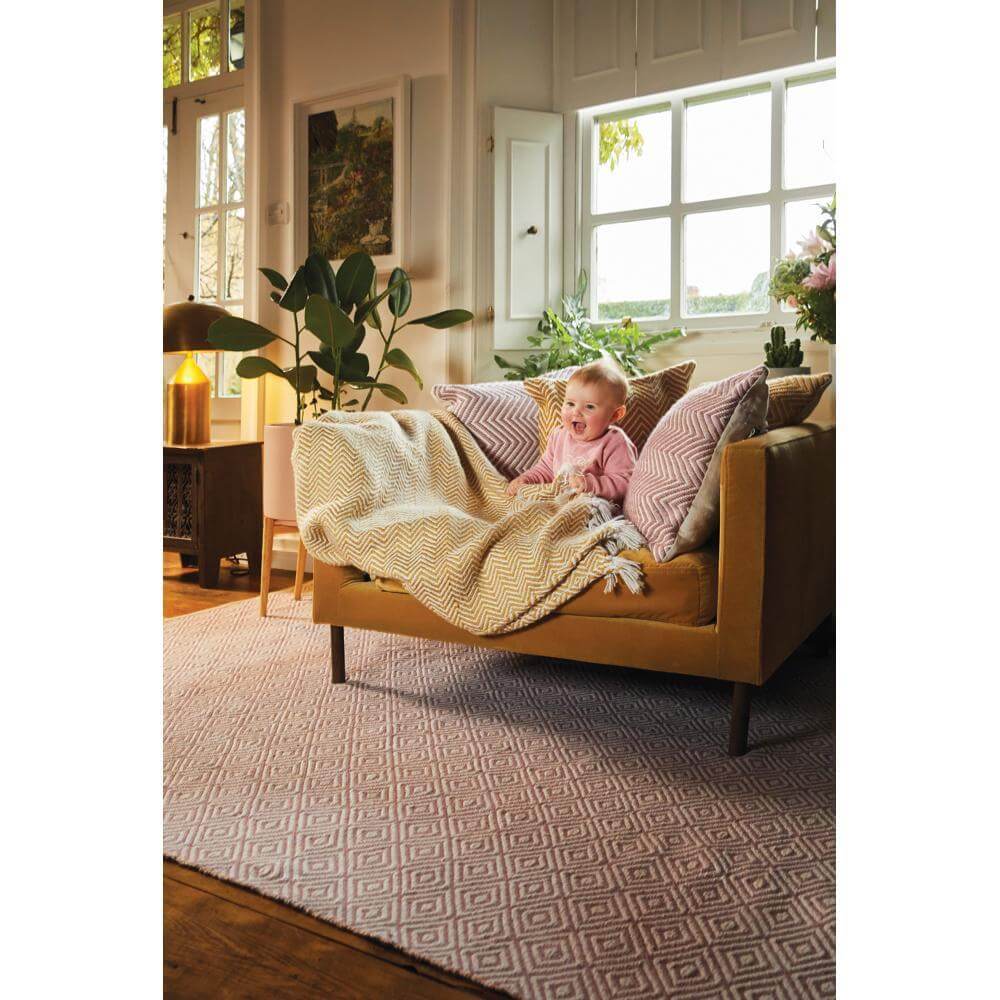 Diamond Coral Pink Hand‑Woven Rug by The Rugs