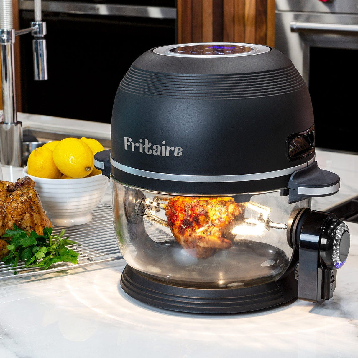 Fritaire Self-Cleaning Glass Bowl Air Fryer - Cherry Red