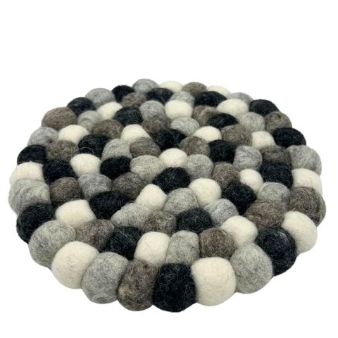 HatiNest Round Felt Ball Placemat Multi Grey