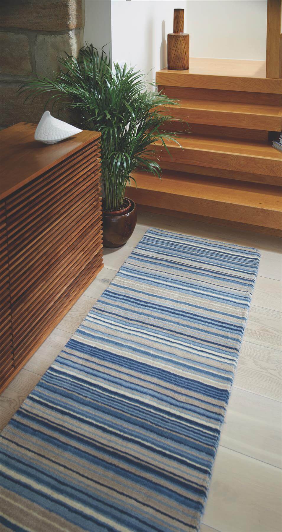 Fine Stripes Blue Rug | The Rugs 100% Wool