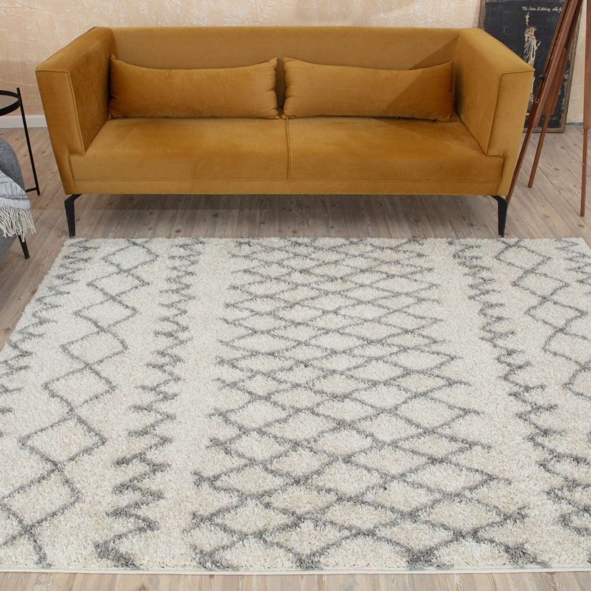Moroccan Ivory Grey Shaggy Rug 900 | The Rugs