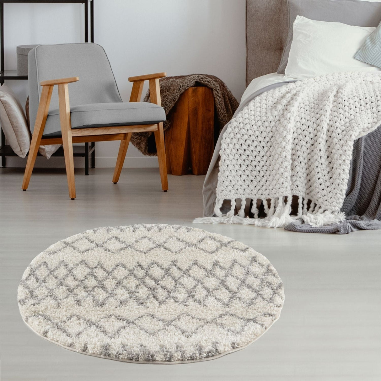 Moroccan Ivory Grey Shaggy Rug 900 | The Rugs