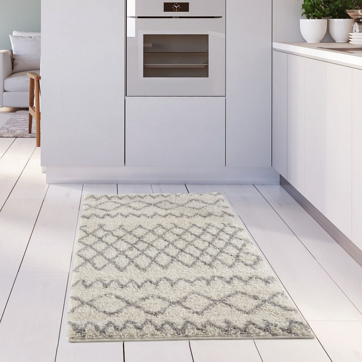Moroccan Ivory Grey Shaggy Rug 900 | The Rugs