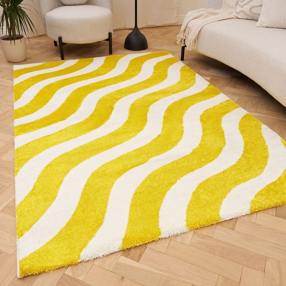 The Rugs Joli Wave Yellow & White Rug