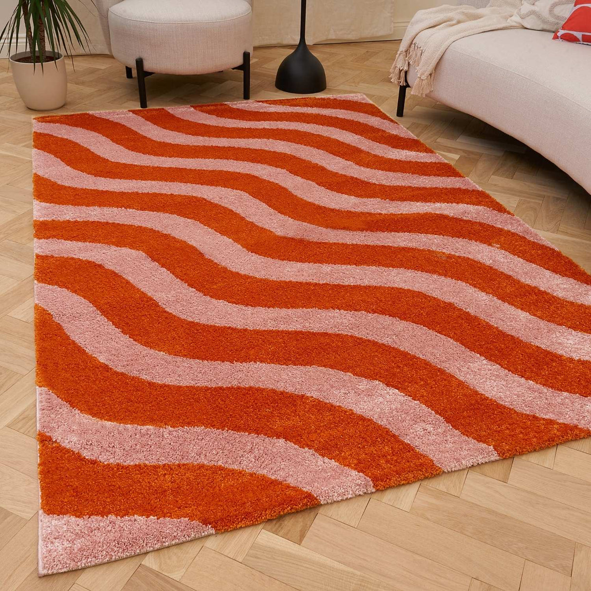 The Rugs Joli Wave Orange Pink Rug