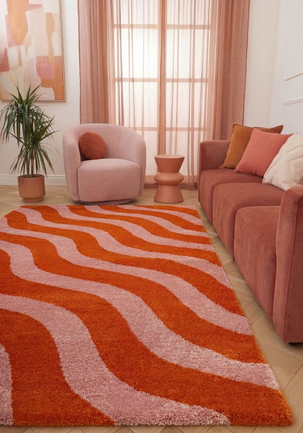 The Rugs Joli Wave Orange Pink Rug
