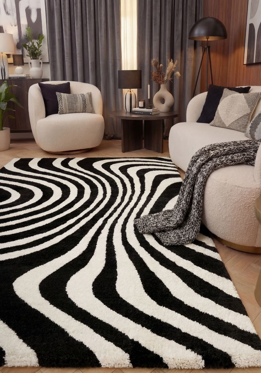 The Rugs Joli Striped Black & White Rug