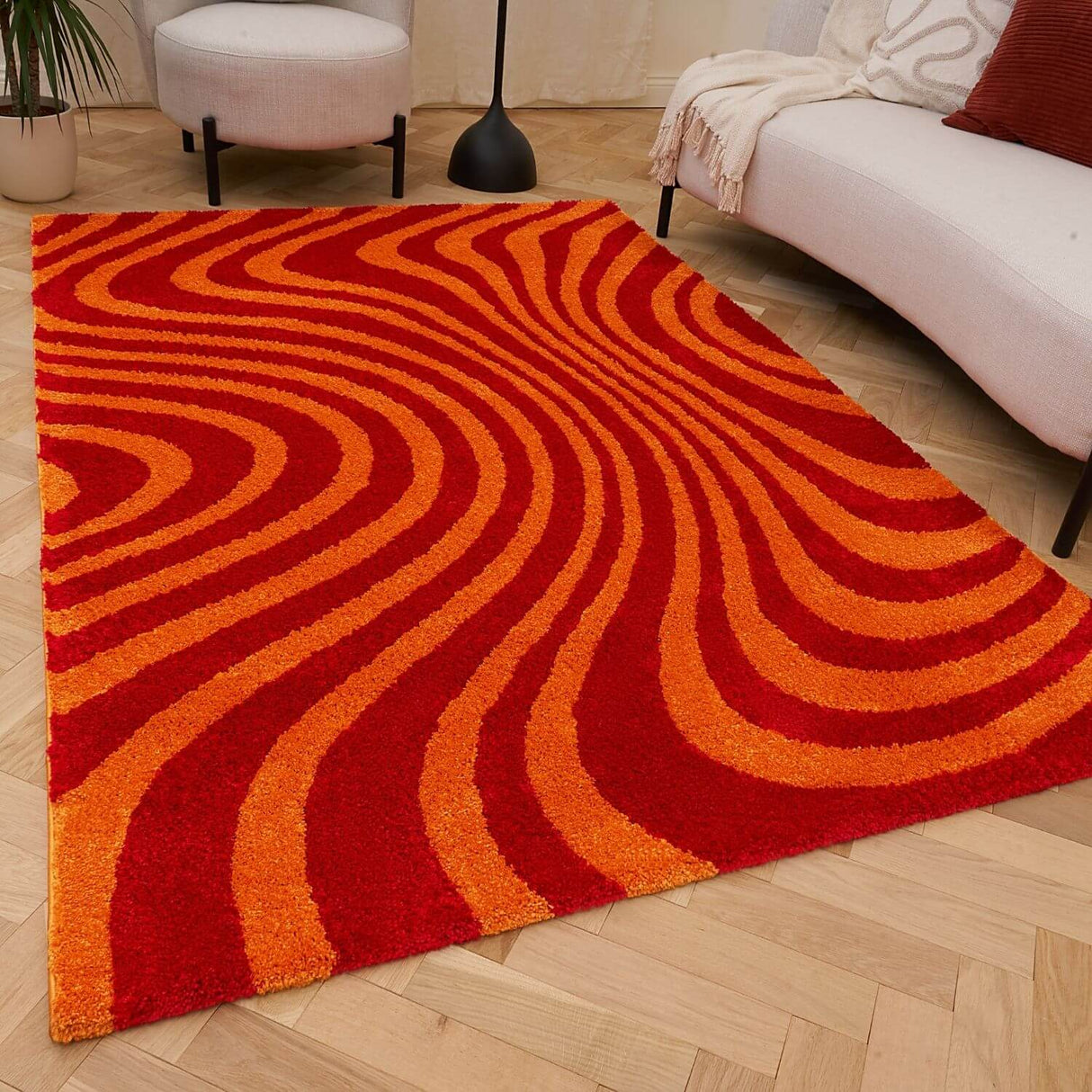 The Rugs Joli Striped Red Orange Rug