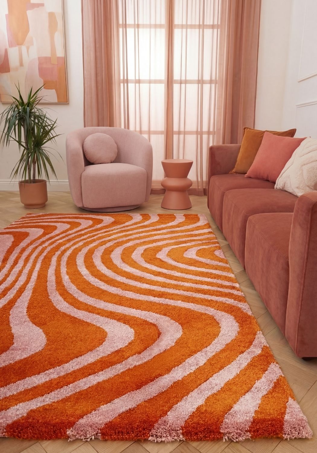 The Rugs Joli Striped Orange Pink Rug