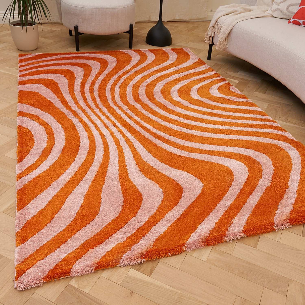 The Rugs Joli Striped Orange Pink Rug