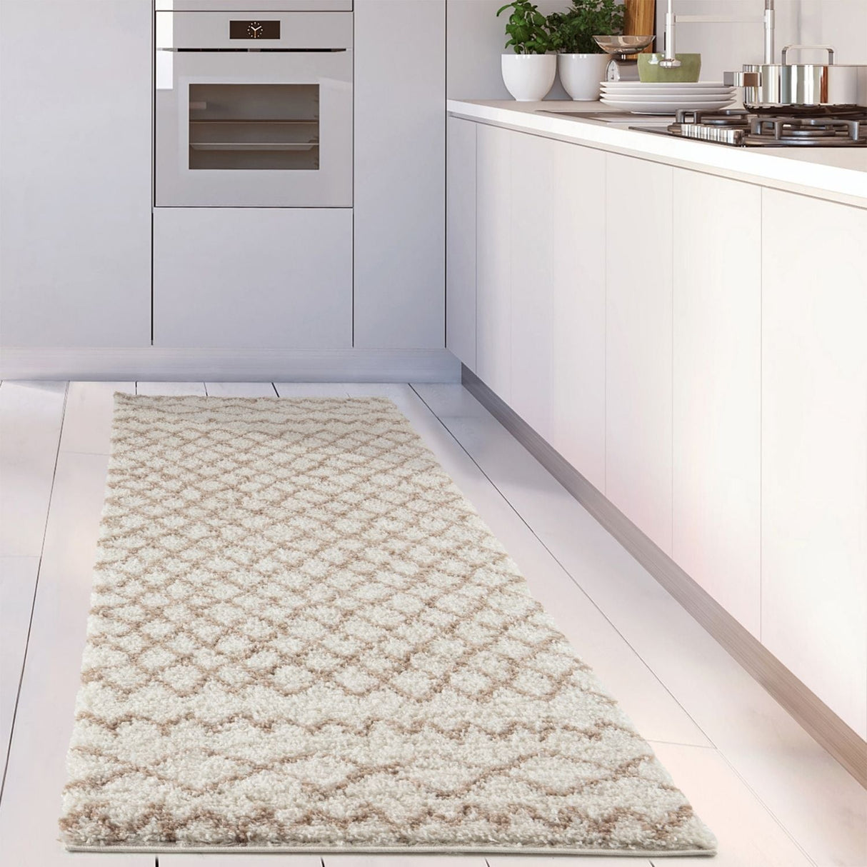 Moroccan Ivory Beige Shaggy Rug | 100% polypropylene