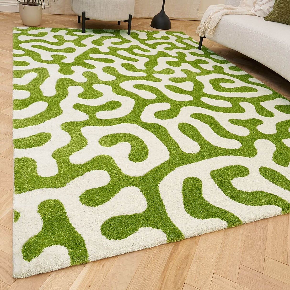 The Rugs Joli Doodle Green White Rug