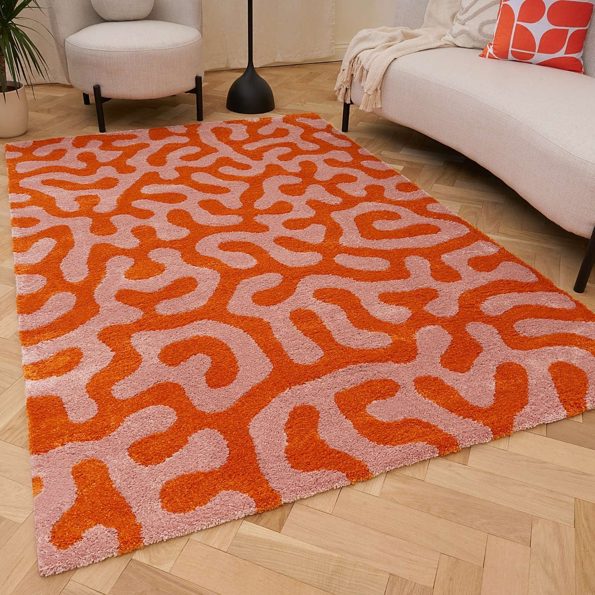 The Rugs Joli Doodle Orange Pink Rug