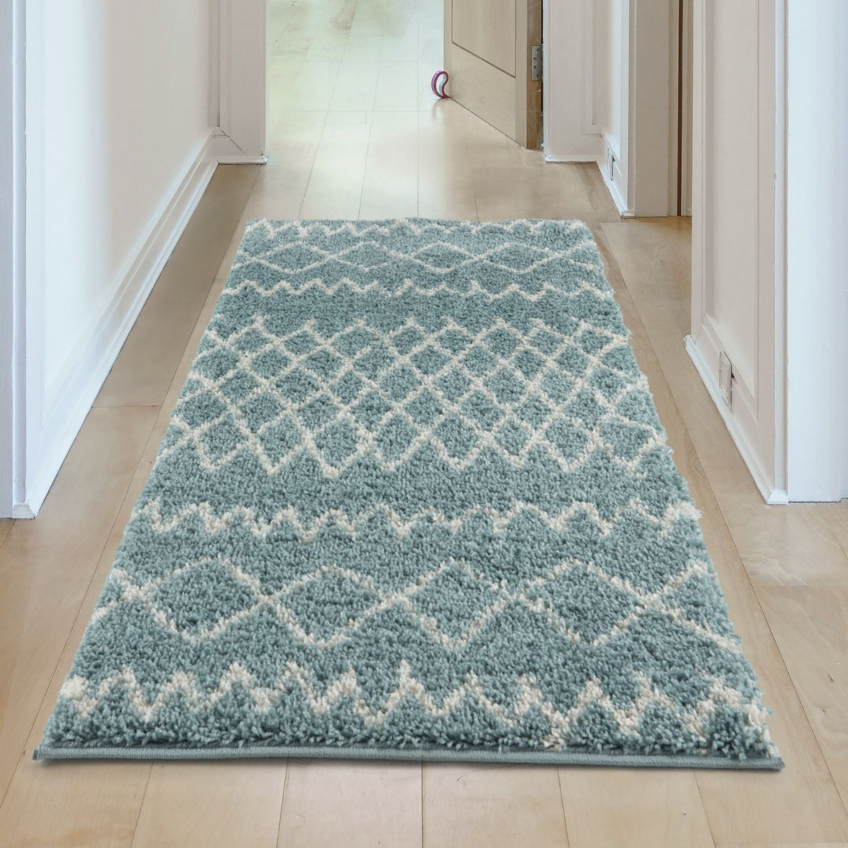 Moroccan Duck Egg Blue Shaggy Rug 950 by The Rugs