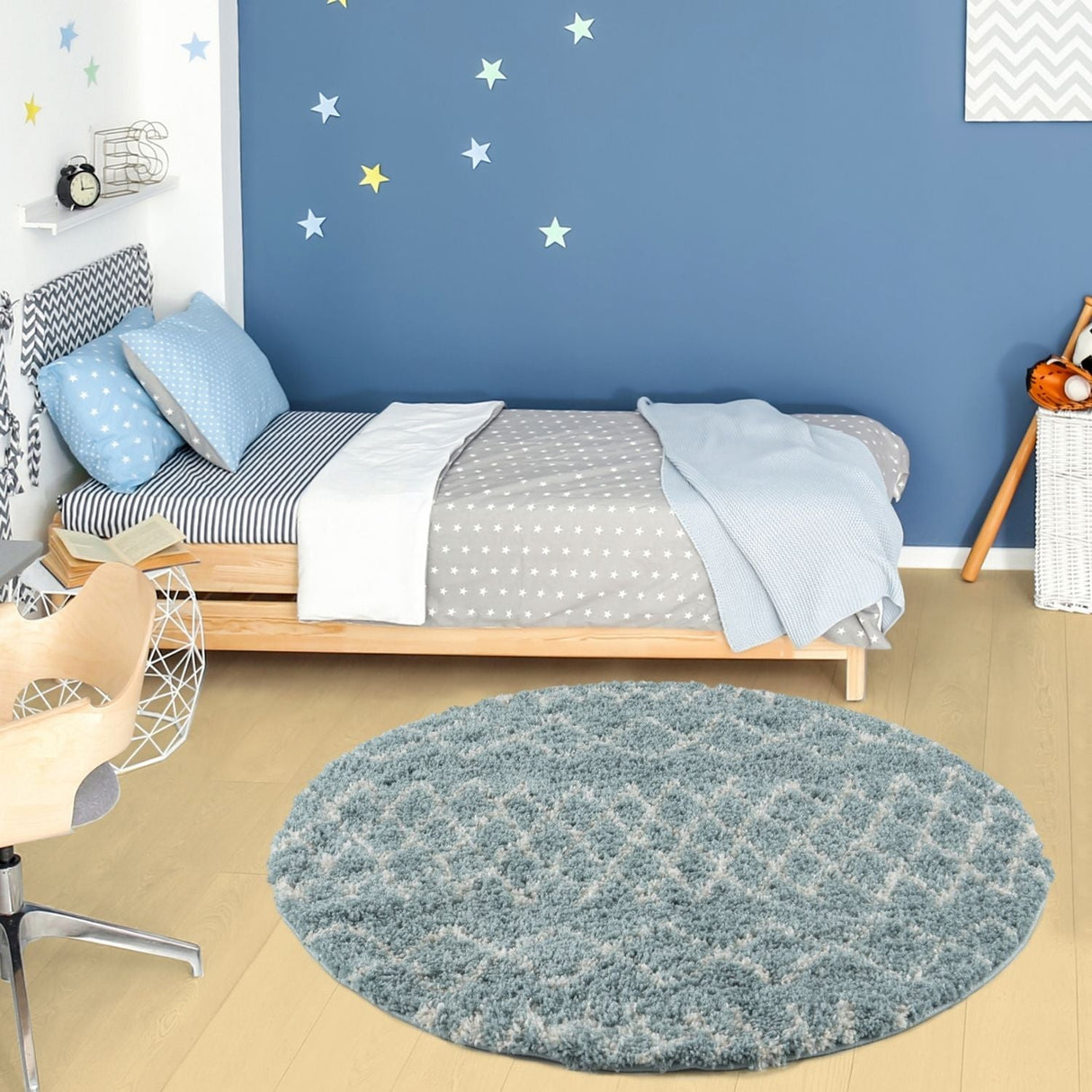Moroccan Duck Egg Blue Shaggy Rug 950 by The Rugs