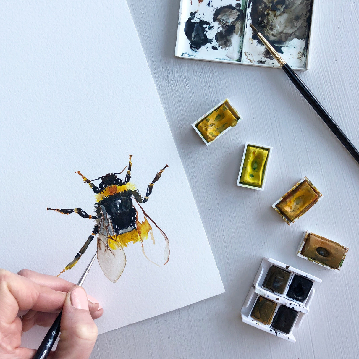 Bumble Bee Watercolour Greetings Card | Katie Hipwell Design