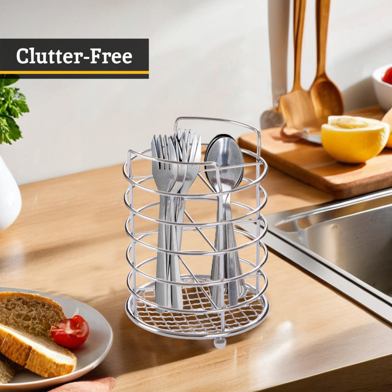 Orsina Soren Chrome 4-Section Cutlery Caddy