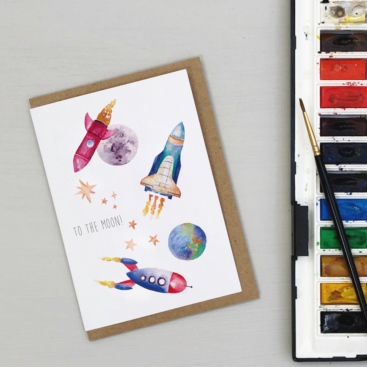 Rockets Outer Space Birthday Card | Katie Hipwell Design