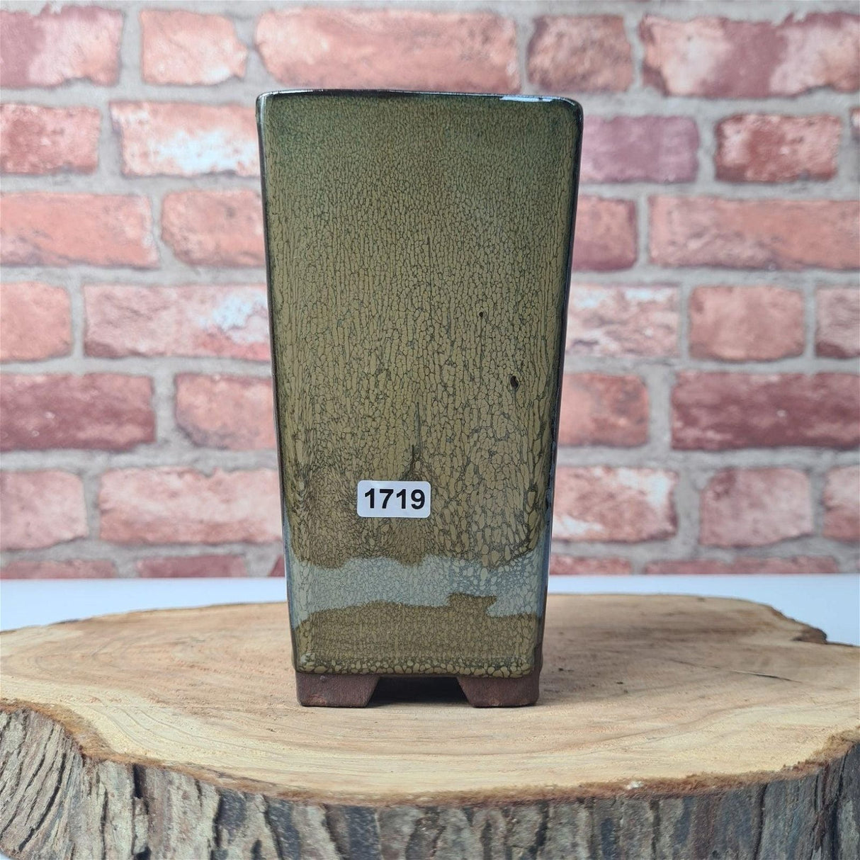 Yorkshire Bonsai Green Glazed Cascade Bonsai Pot - 9cm