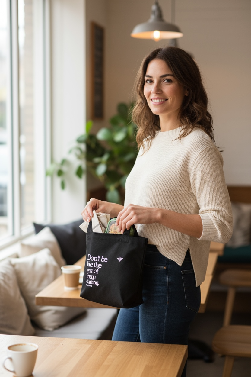 Lou-bees Hand Printed Lunch Tote Bag