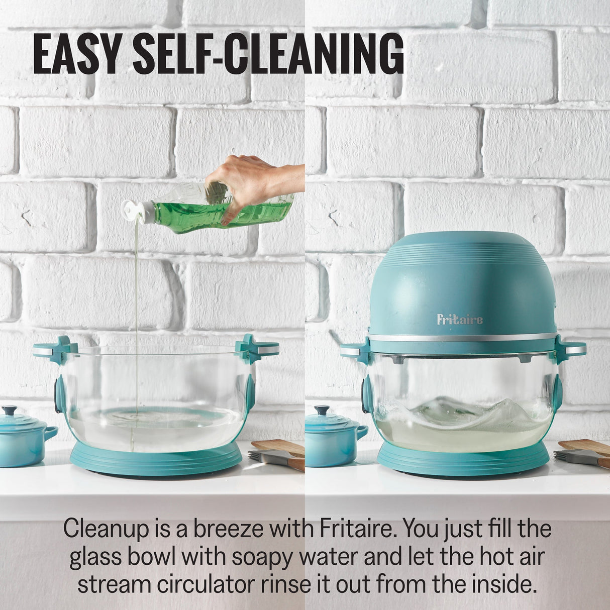Fritaire Self-Cleaning Glass Bowl Air Fryer - Cherry Red