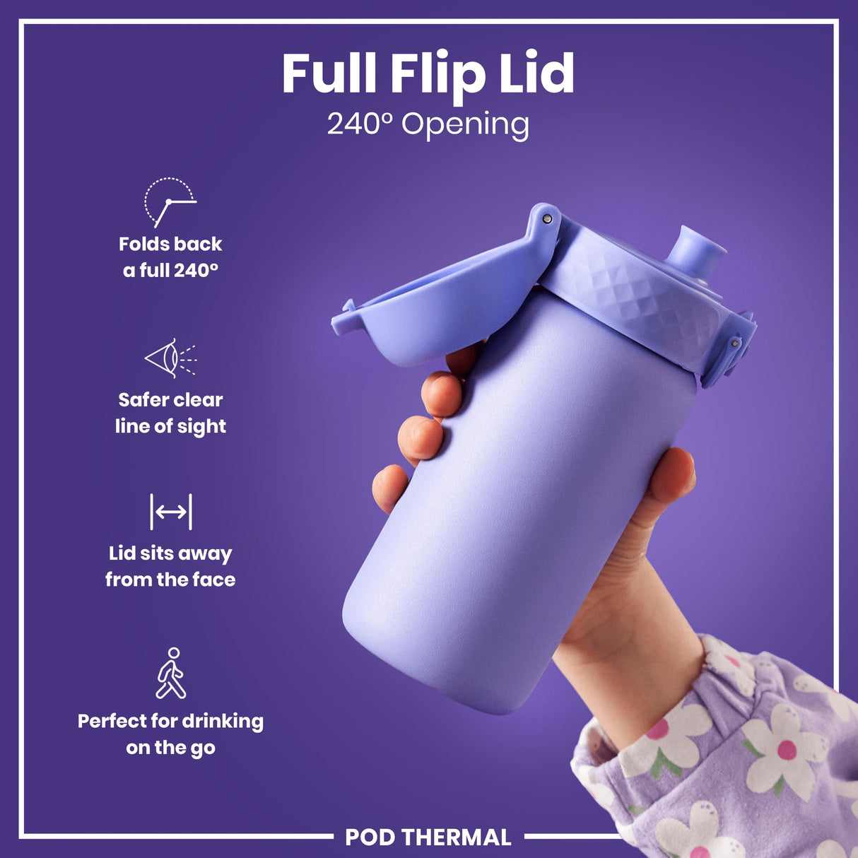 ION8 Leak Proof Thermal Steel Water Bottle, Insulated, Light Purple, 320ml (11oz)