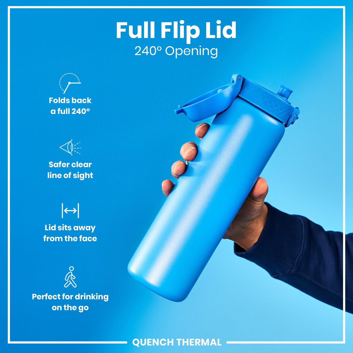 ION8 Leak Proof 1 Litre Thermal Water Bottle, Insulated, Blue