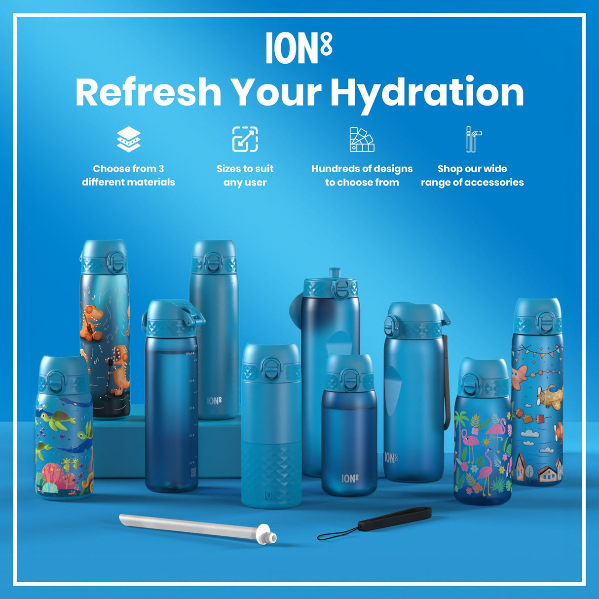 ION8 Leak Proof 1 Litre Thermal Water Bottle, Insulated, Blue