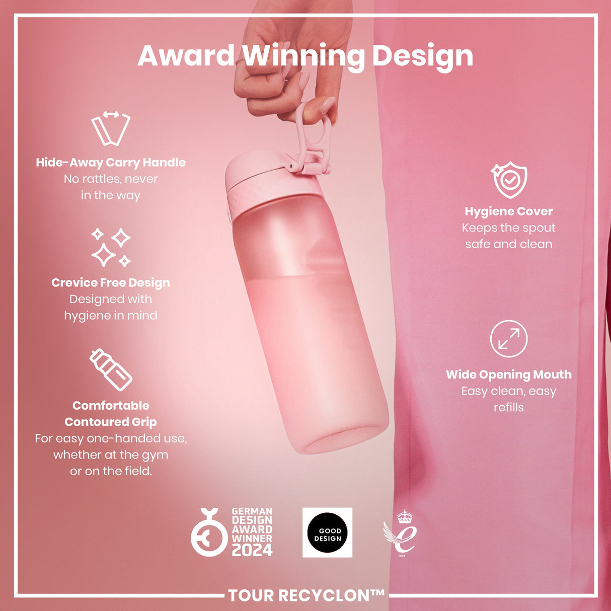 ION8 Bottle, Recyclon, Rose Quartz, 750ml